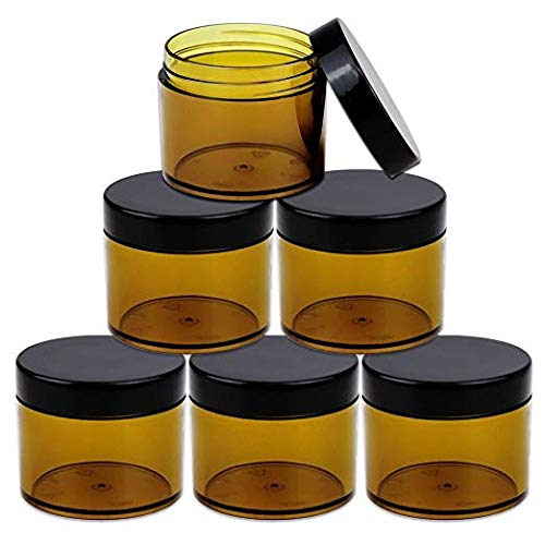 Beauticom 60ml (2oz) Amber Plastic Jars with Black Lids - 384 Pack Leak-Proof Round Containers for Cosmetics, Lotions, Creams & Ointments | Perfect for DIY Skincare, Travel Toiletries & Small Item Storage