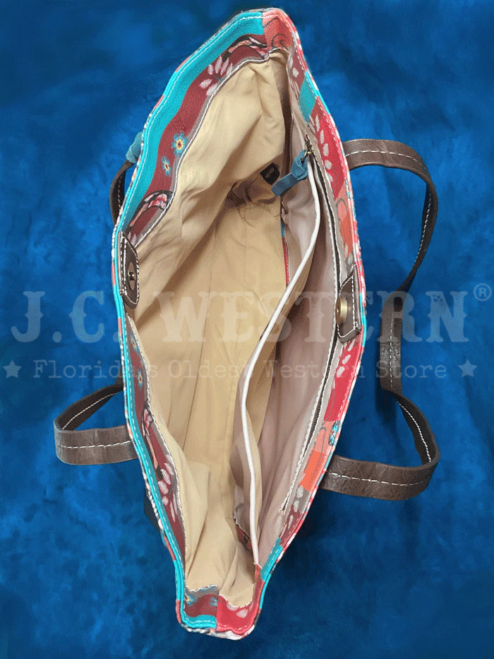 Women's Steer Head Print Tote Bag - Turquoise & Coral Crossbody Handbag for Shopping, Beach & Daily Use | Catchfly 22035600MUL