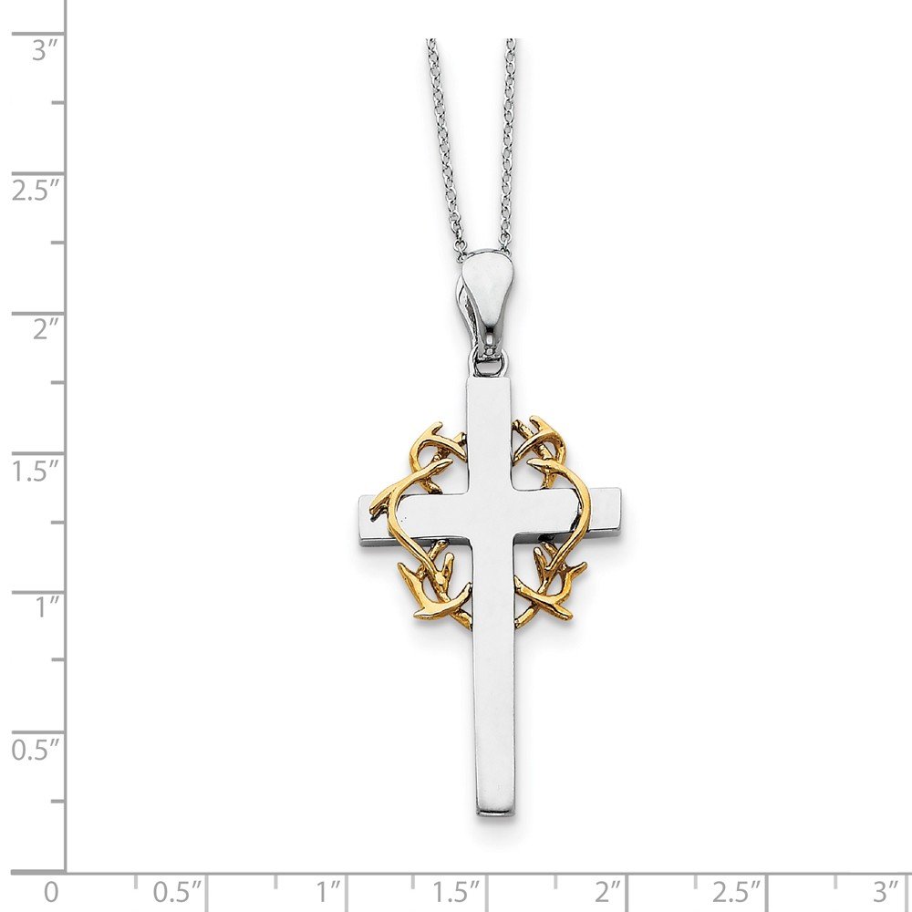 Sonia Jewels 925 Sterling Silver Gold-Plated Cross Pendant Necklace - 18 Inch No Greater Love Charm Chain - Perfect for Gifts, Religious Occasions & Everyday Wear