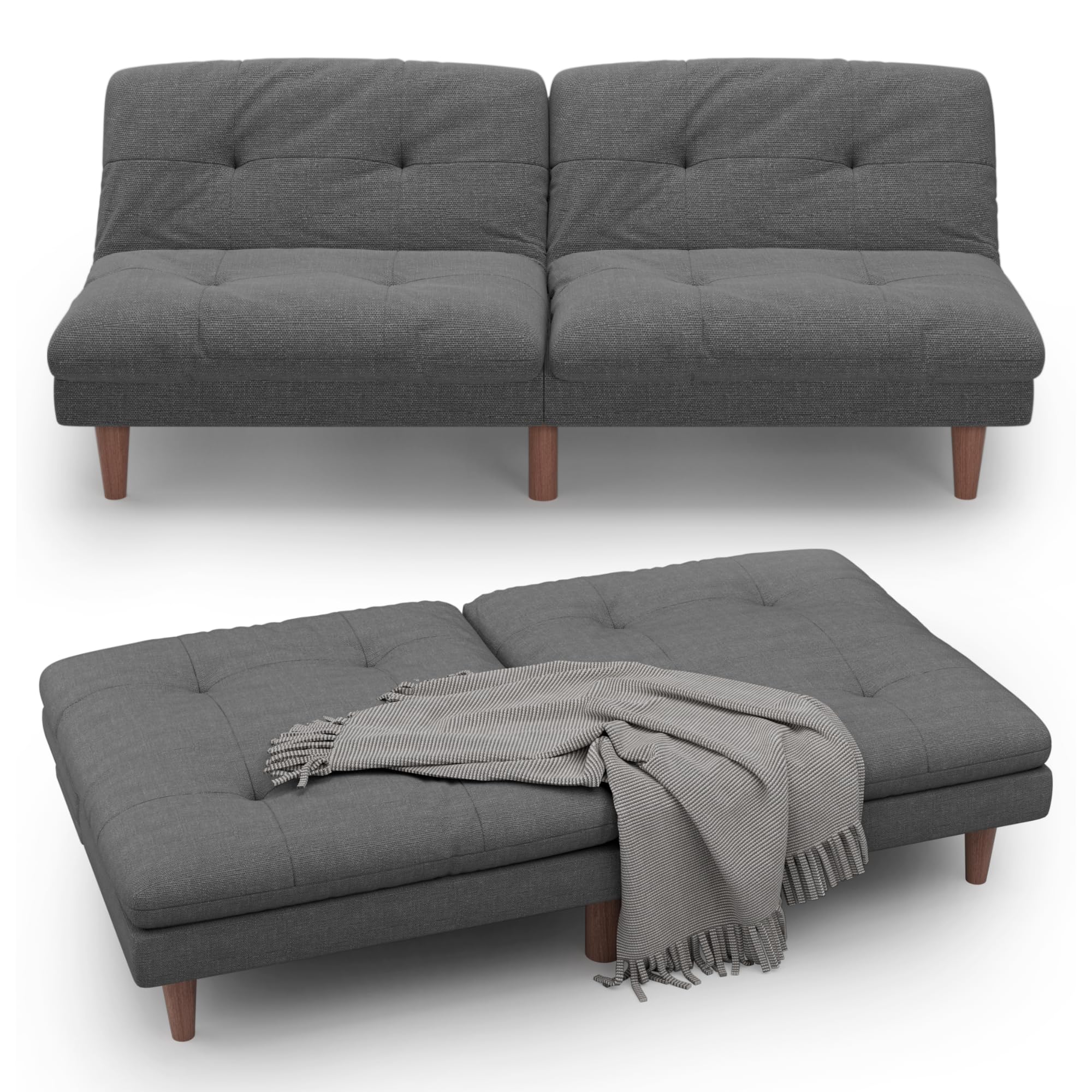 YESHOMY Futon Sofa Bed - Adjustable Backrest Skin-Friendly Loveseat Couch, Space-Saving Sleeper for Small Living Room & Guest Room, Dark Grey - Perfect for Apartments, Dorms & Home Offices