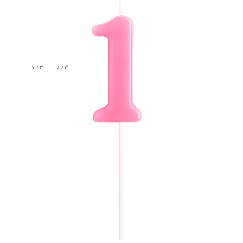 1st Birthday Candle - Large 2.76 Inch Pink Number 1 Candle for Cake Decorating, Birthday Parties & Anniversaries | Perfect for Baby's First Birthday, Gender Reveal & Celebration Cakes