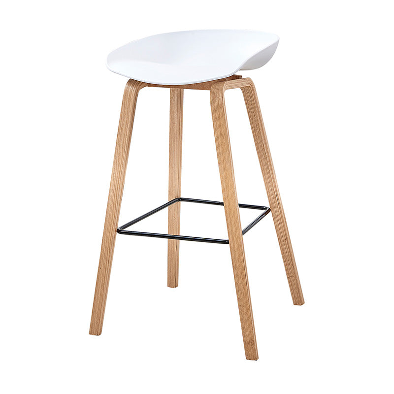Premium NORTE Bar Stool - Natural & White Wooden Counter Height Stool for Kitchen Island, Breakfast Bar & Home Decor