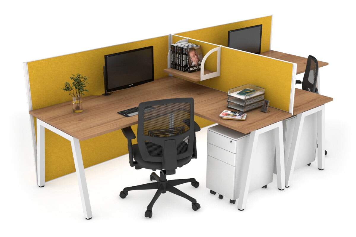 Quadro A Legs 2-Person Corner Workstation T-Shaped Desk [1800L x 1800W with Cable Management] - Perfect for Office Collaboration & Home Workspaces