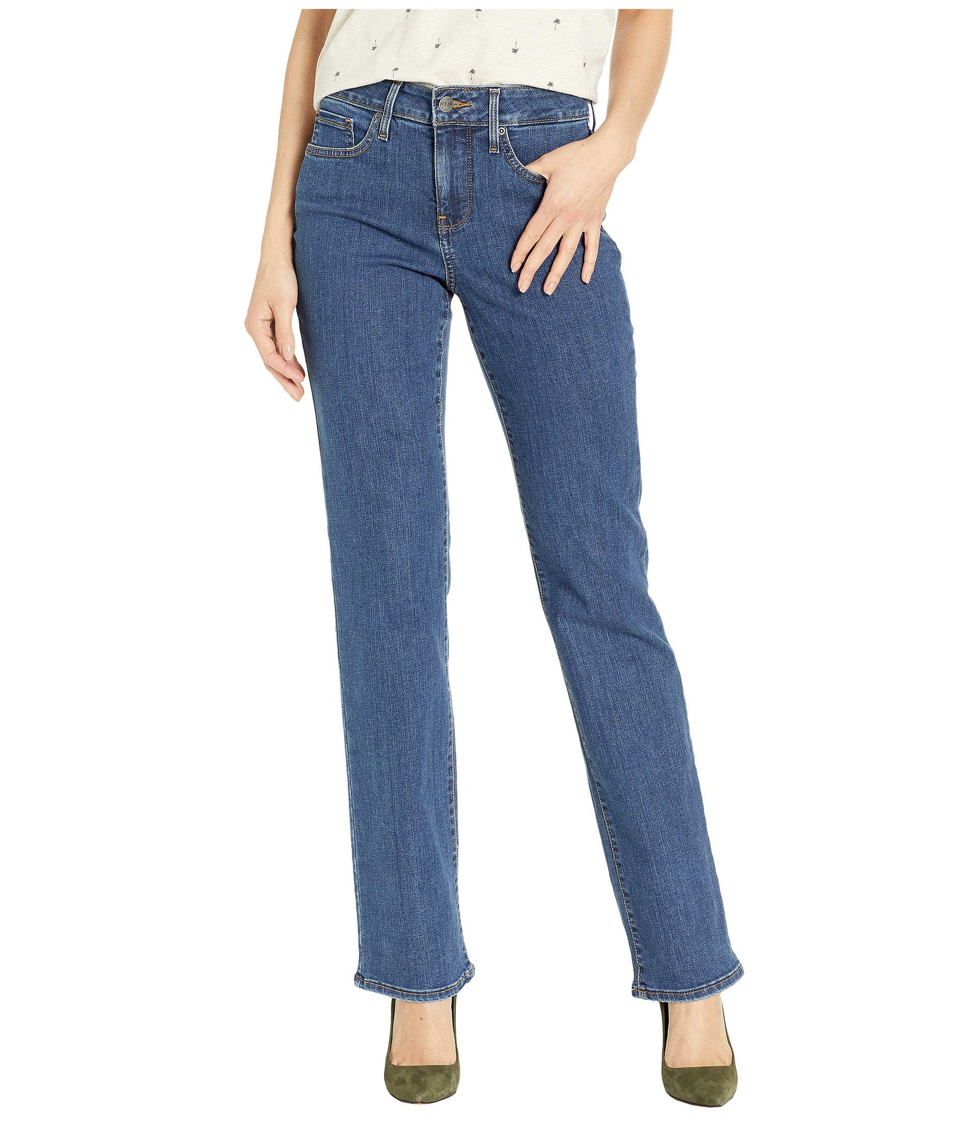 NYDJ Women's Marilyn Straight Leg Denim Jeans - Batik Blue Wash, Size 2 | Comfortable Stretch Jeans for Work & Casual Wear