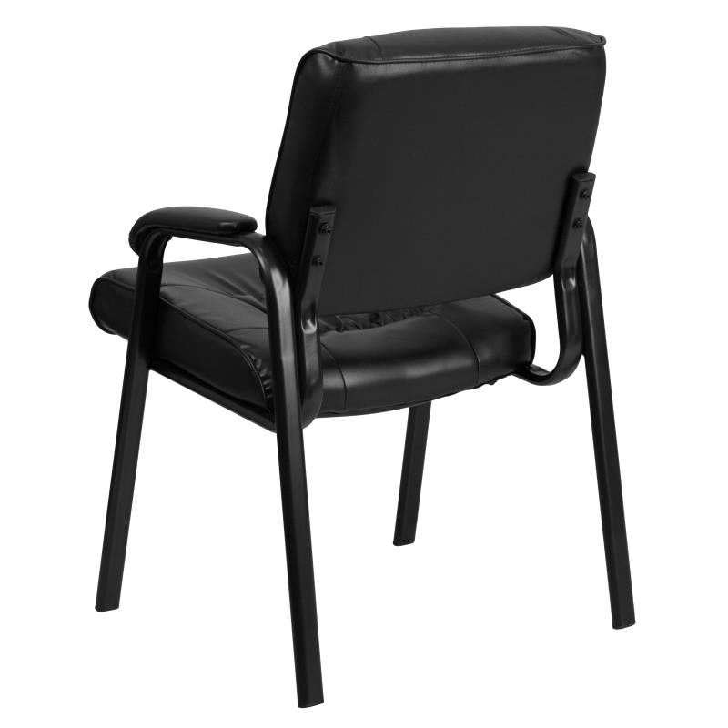 Premium FLASH Haeger Leather Executive Office Chair - Black Metal Frame Reception Seating for Professional Workspaces & Conference Rooms