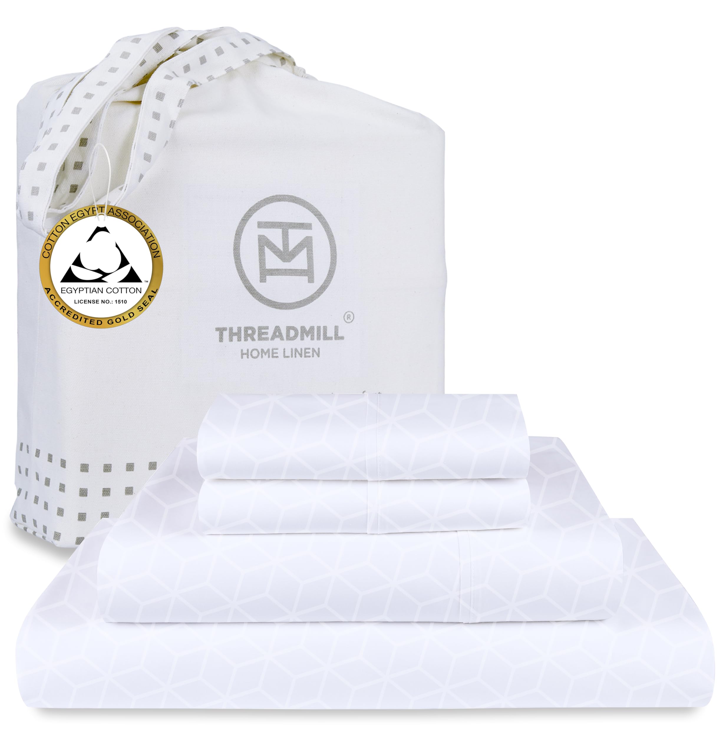 Premium 100% Egyptian Cotton King Size Bed Sheets Set | 800 Thread Count Luxury Bedding | Deep Pocket Fitted Sheet, Pillowcases & Flat Sheet | Soft, Breathable & Wrinkle-Resistant | All-Season Comfort for Master Bedroom & Guest Room (White)