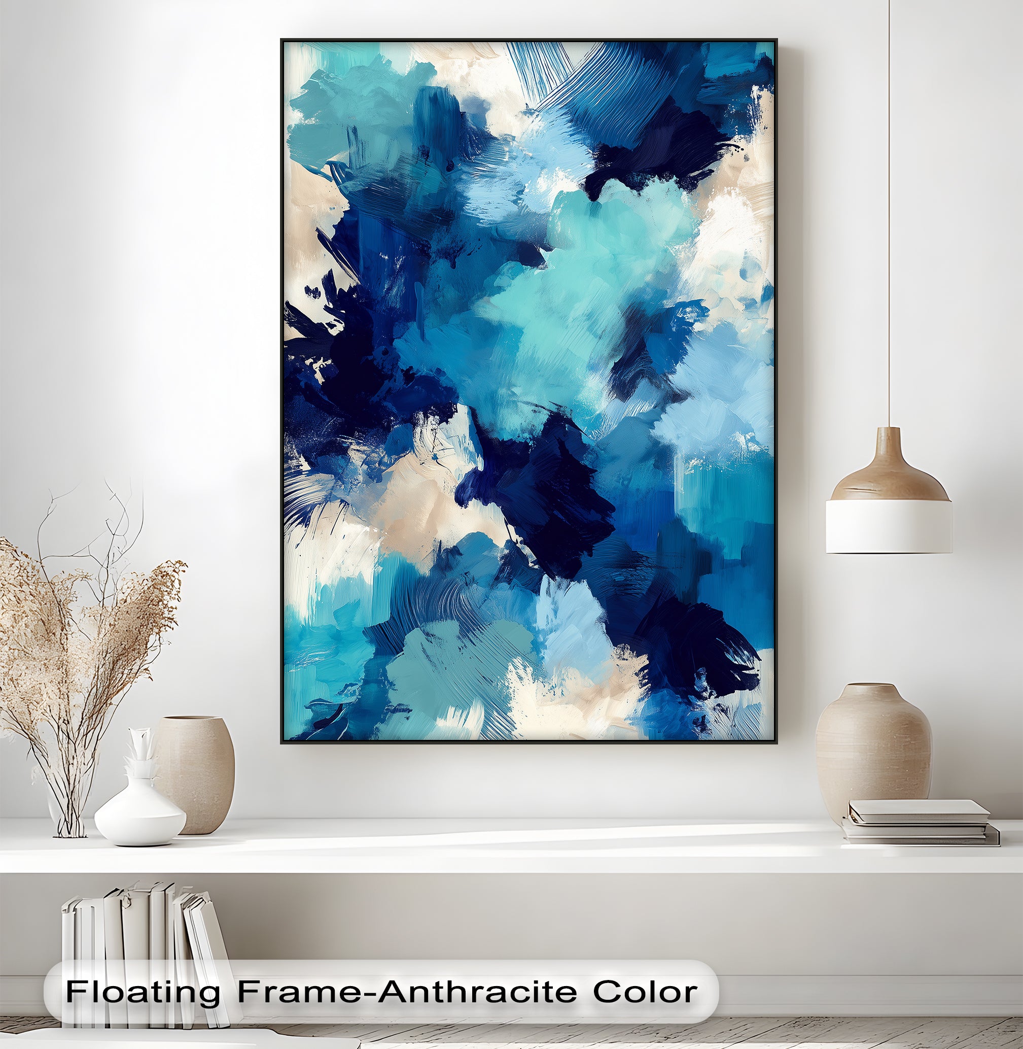 Abstract Blue Brushwork Canvas Art Print - Bold Cobalt Drift Wall Decor for Living Room, Bedroom & Office | Modern Artwork for Home & Office Decoration