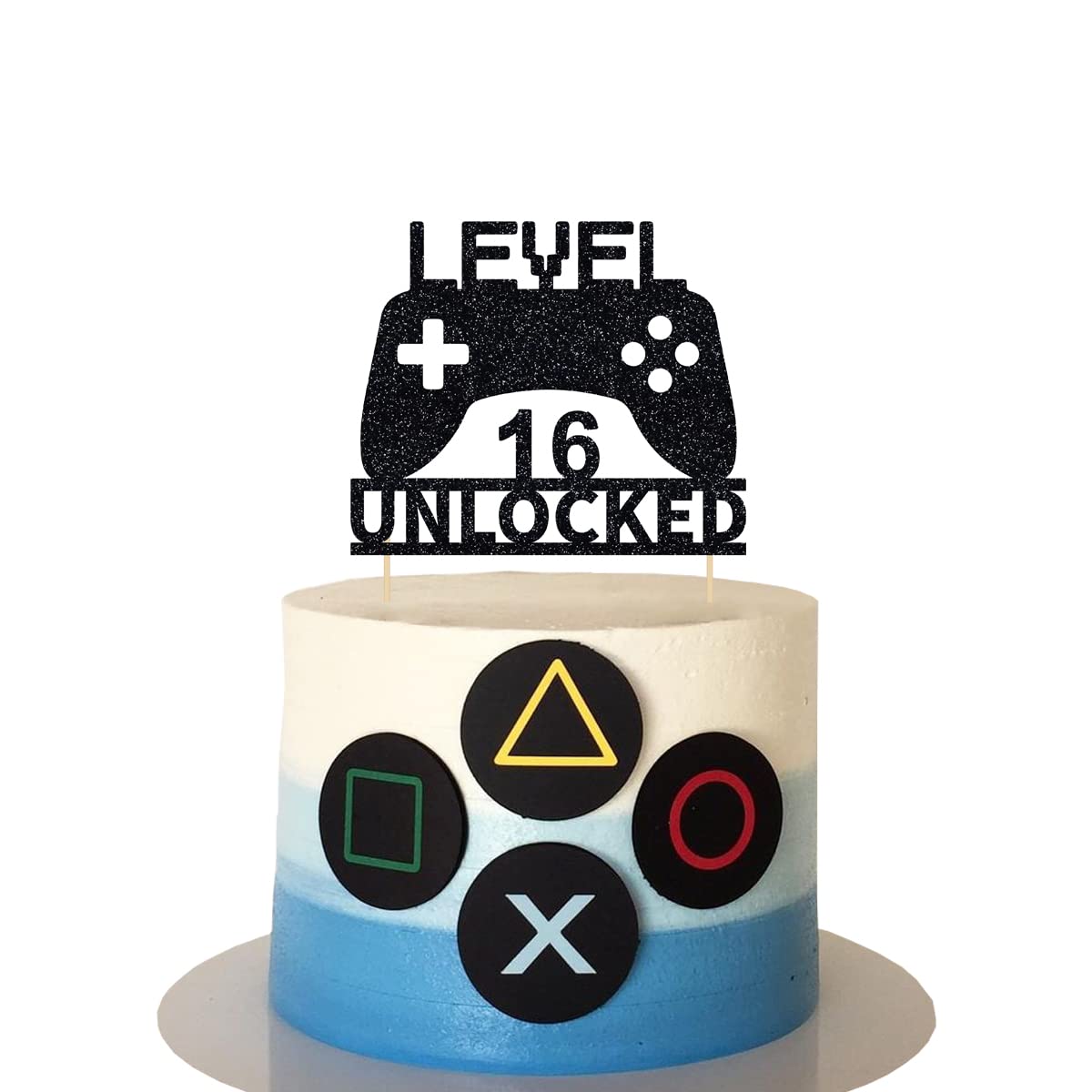 Level 16 Unlocked Cake Topper - Video Game Controller Birthday Decor for Sweet 16 Parties | Perfect for Gaming Themed Cakes, Cupcakes & Celebration Desserts