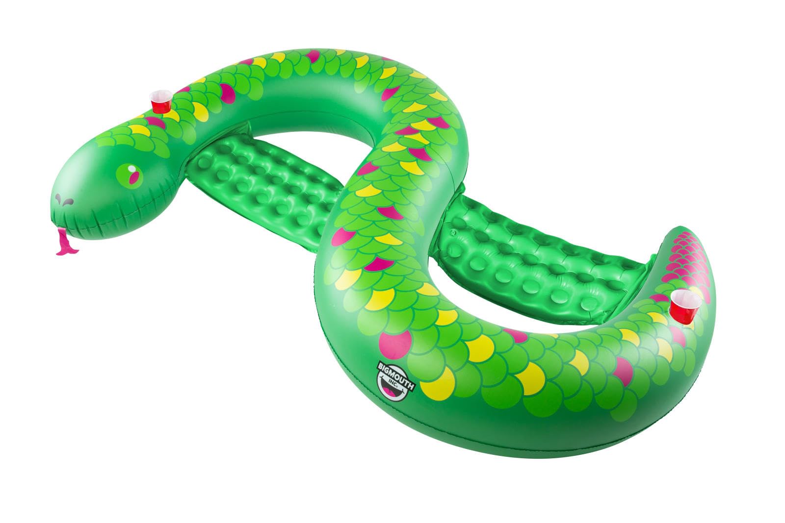BigMouth Inc Double Snake Pool Float - Heavy Duty 400lb Capacity Inflatable Lounger with Built-in Cup Holders | Perfect for Pool Parties, Summer Relaxation & Backyard Swimming