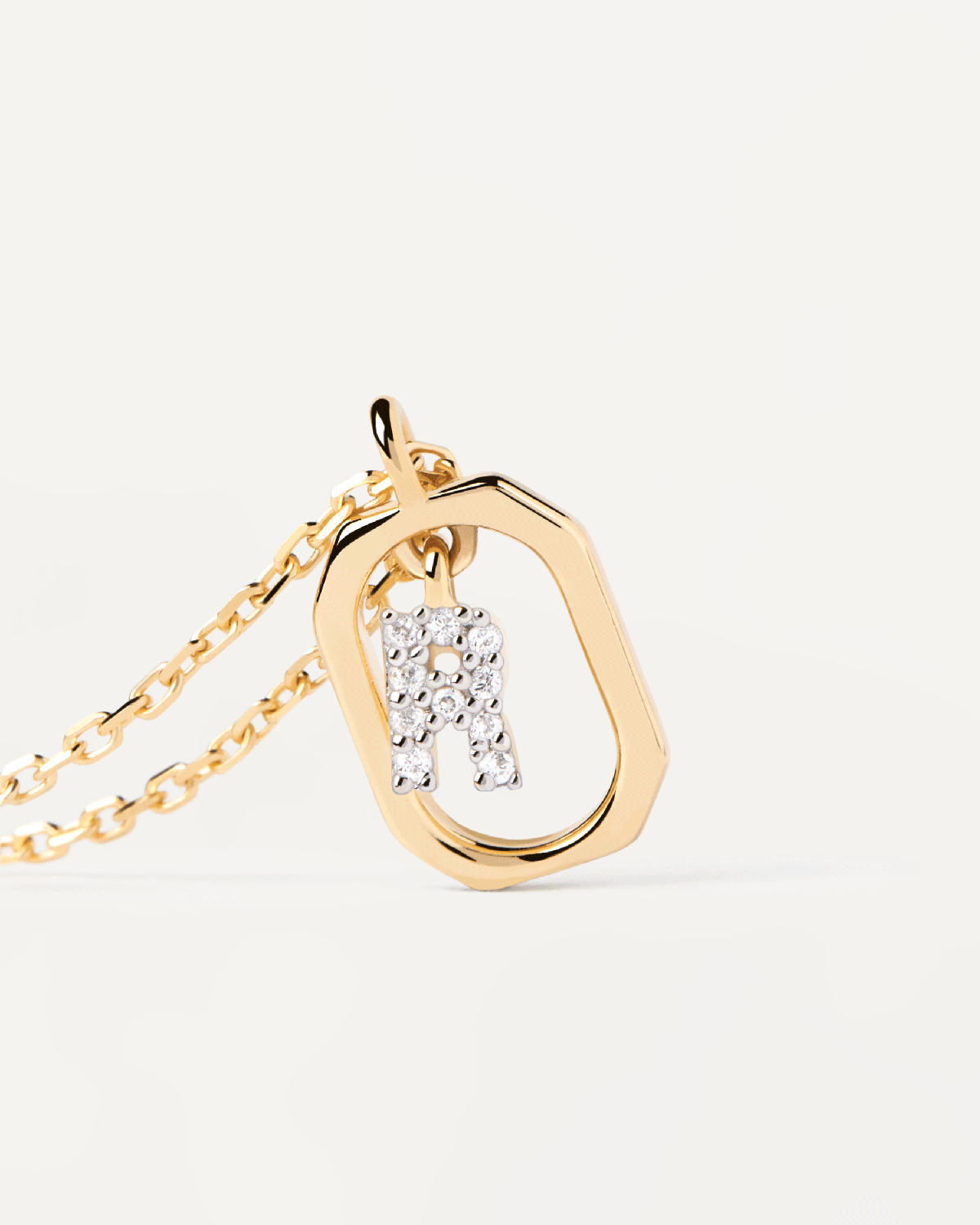 GRID Mini Letter R Necklace - Personalized Initial Necklace for Women, Dainty Gold Plated R Pendant Jewelry Gift for Her - Perfect for Birthdays, Anniversaries & Everyday Wear