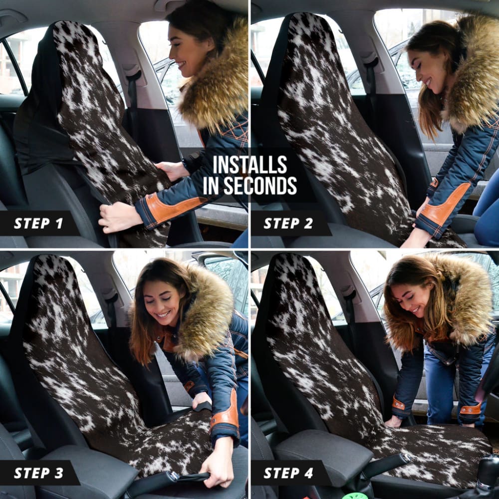 Premium Custom Brown Cowhide Print Car Seat Covers - Best Gift for Car Lovers - Durable & Stylish Protection for Vehicles, Trucks & SUVs - Perfect for Daily Commute, Road Trips & Gifting