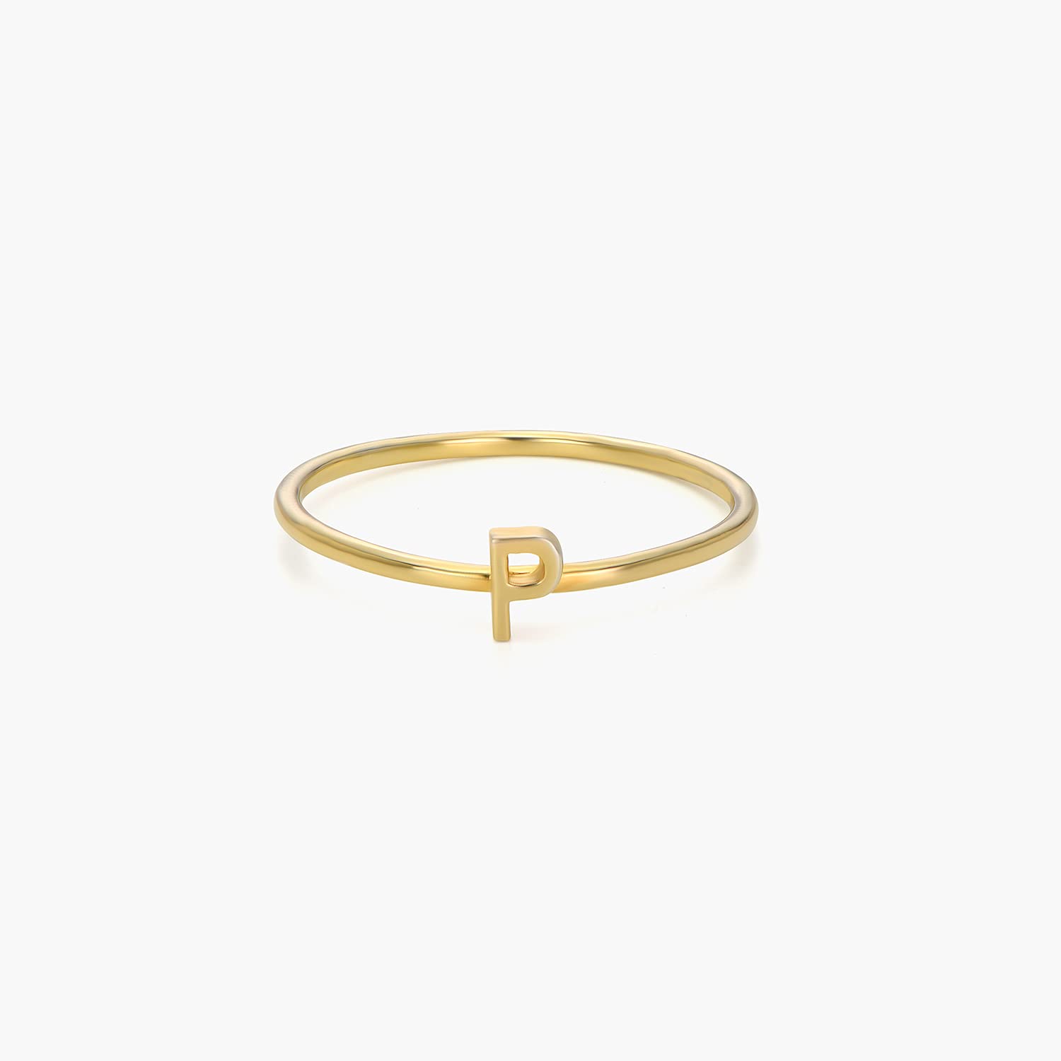 OAK&LUNA - Personalized Stackable Inez Initial Ring - Custom Engraved Letter Jewelry for Women, Wife, Mom - Dainty Gift for Christmas, Mother's Day, Birthday - Perfect for Everyday Wear, Date Nights & Special Occasions