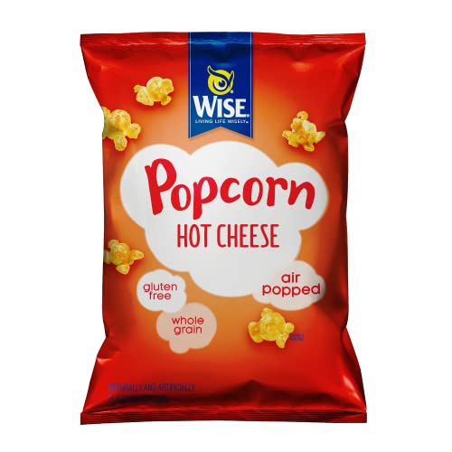 Wise Snacks Hot Cheese Popcorn - Gluten Free, Air Popped, Whole Grain Snacks - 1.75oz (20 Count Pack) - Perfect for Movie Nights, Parties & Office Snacking