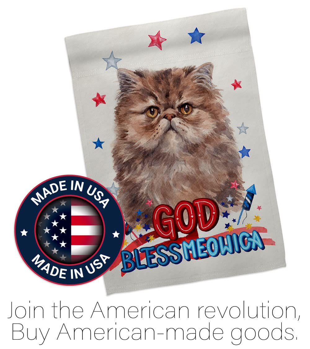 Patriotic Persian Cat Garden Flag Set - Double-Sided Pet Decor for Yard