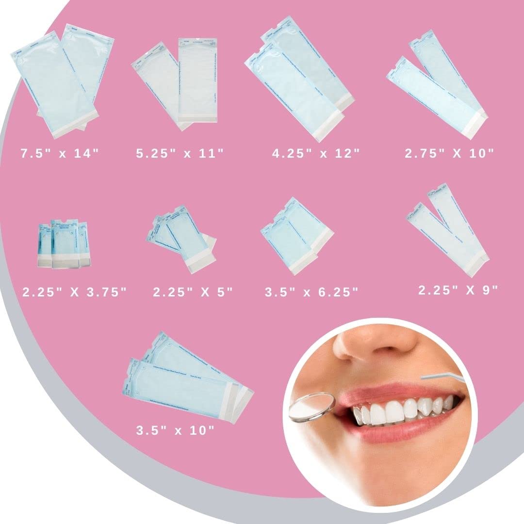 Self Sealing Sterilization Pouches 5.25” x 10” - 1000 Pack Autoclave Bags for Dental & Medical Tools - Triple Check Sterilization Technology - Ideal for Clinics, Hospitals & Laboratories