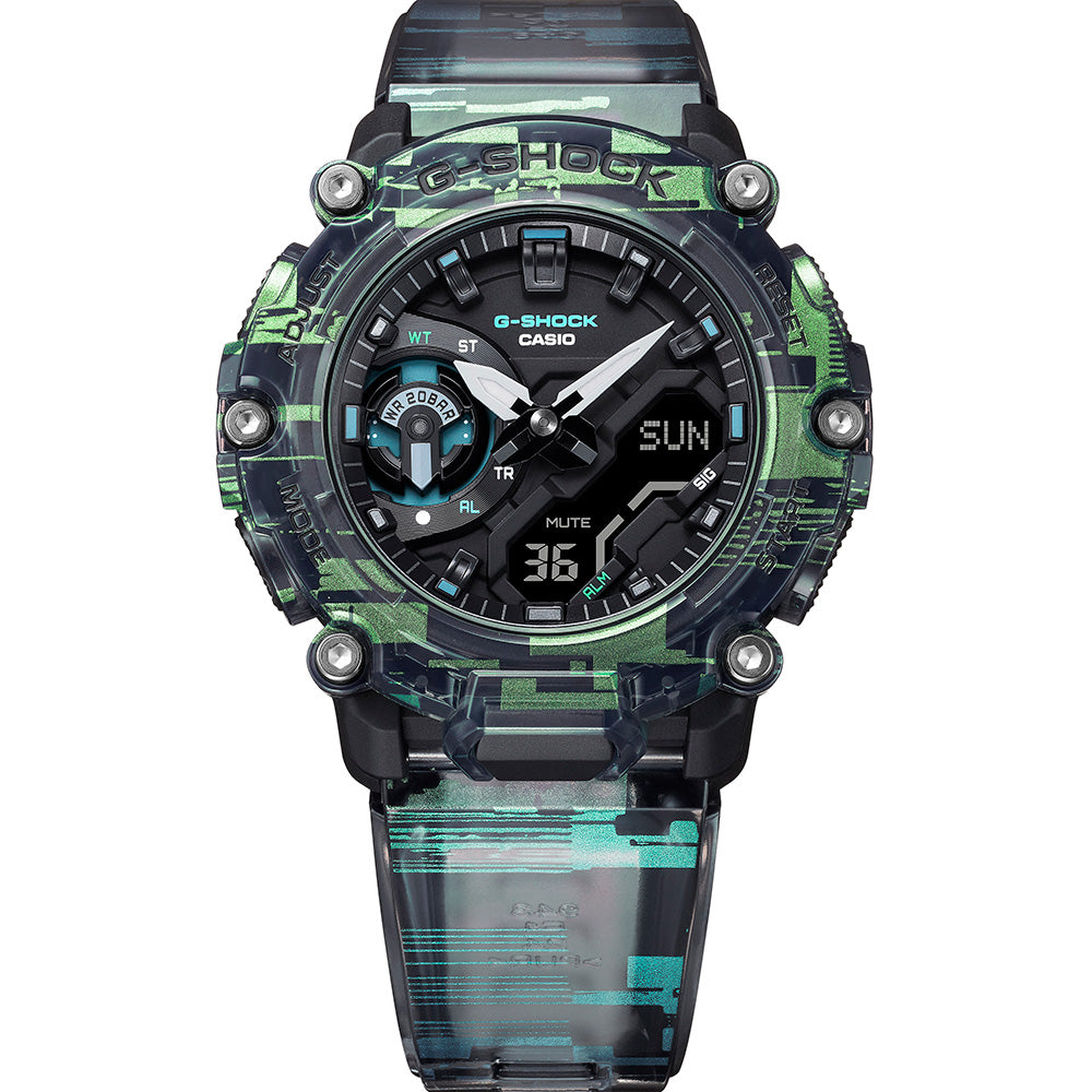 G Shock GA2200NN Digital Glitch Men's Sports Watch - Shock Resistant, Waterproof & Stylish for Outdoor Activities, Running and Daily Wear
