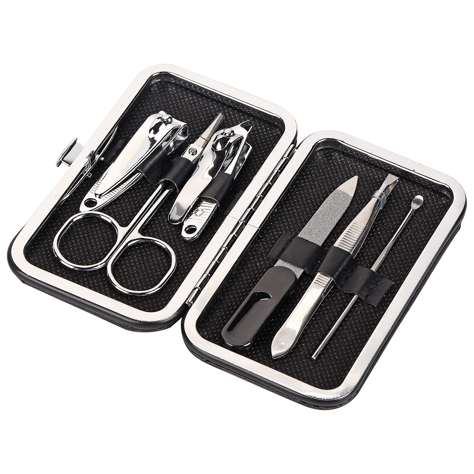 Premium 6-Piece Stainless Steel Nail Clipper Set - Manicure & Pedicure Kit with Nail Scissors, Toenail Clippers, Cuticle Tools & Drill Bits for Women & Men - Perfect for Home Grooming, Travel & Salon Use