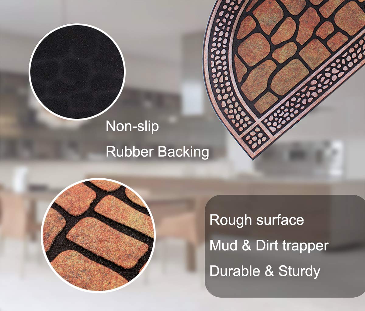 Half Round Welcome Doormat - Heavy Duty, Durable Front Door Mat (29.5