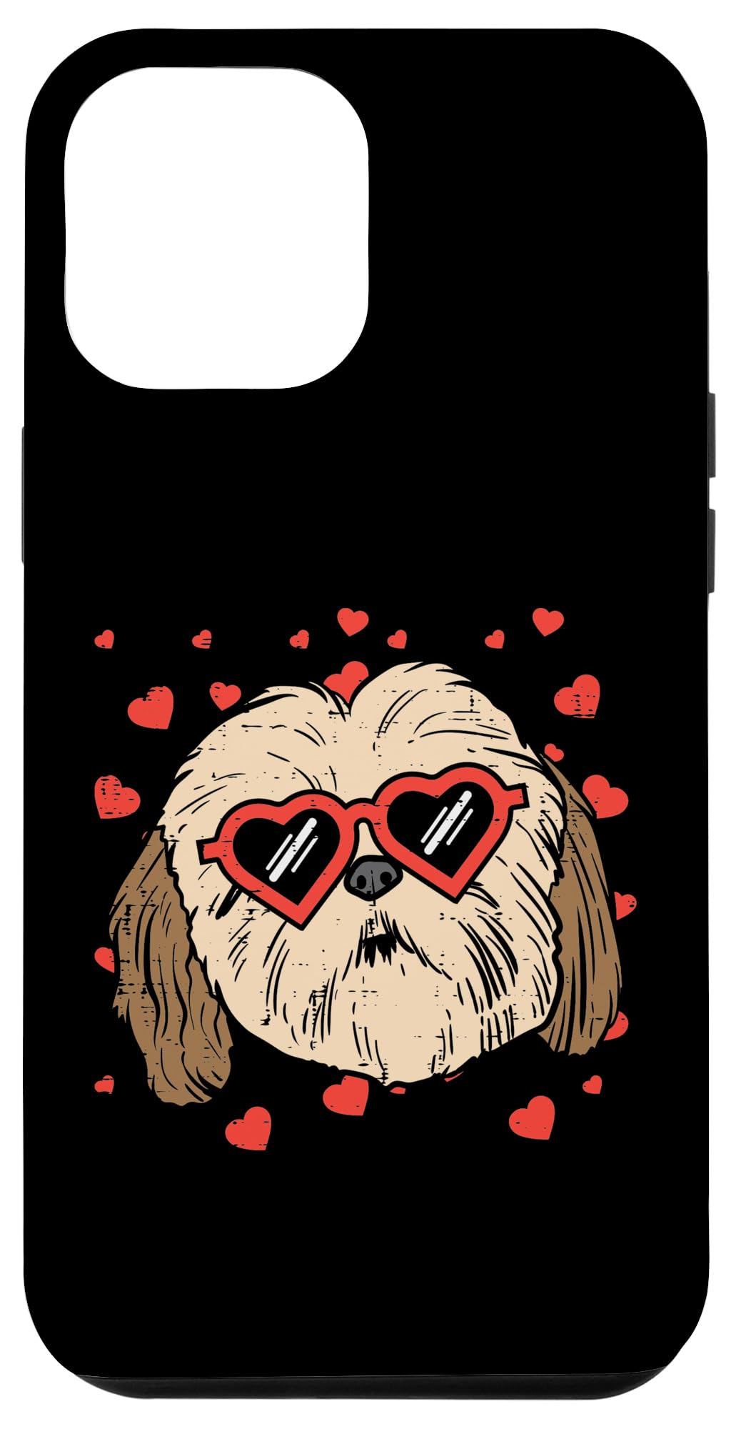 iPhone 12 Pro Max Case with Shih Tzu Face & Heart Glasses - Cute Valentine's Day Gift for Dog Lovers - Perfect for Pet Owners, Dog Walks & Photo Ops