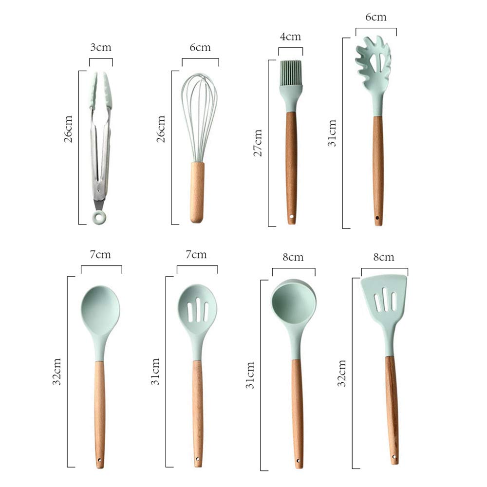 9-Piece Silicone Kitchen Utensil Set with Wooden Handles - Non-Stick, Heat-Resistant Cooking Tools for Baking, Frying & Everyday Meal Prep - Perfect for Home Chefs & Professional Kitchens