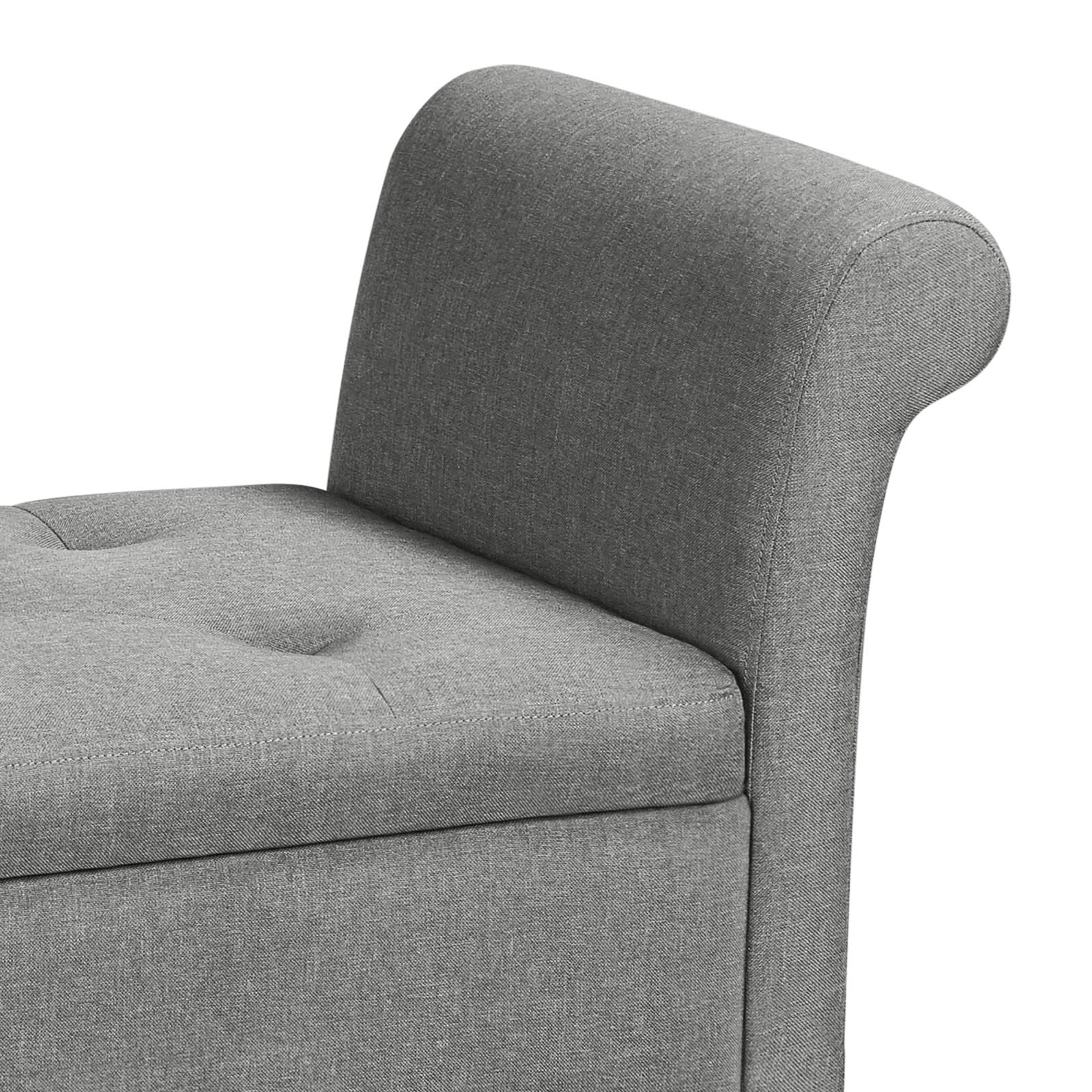 Topeakmart Modern Storage Bench with Rolled Arms - Entryway Ottoman Shoe Storage, Hallway Footrest Footstool with Lid - Light Gray Polyester Upholstered Seat for Living Room, Bedroom & Entryway Organization