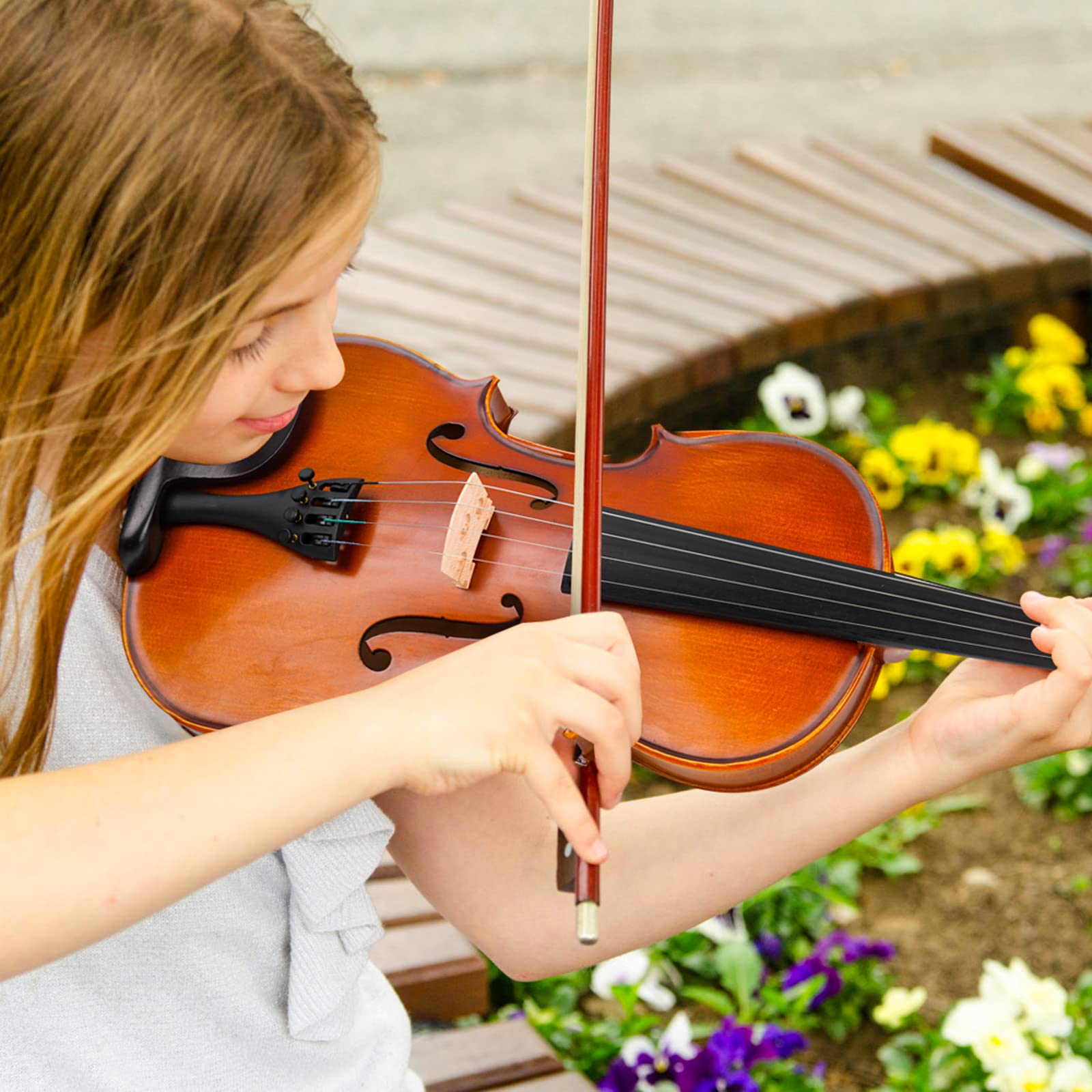 Vangoa 3/4 Size Acoustic Violin Fiddle - Complete Beginner Starter Kit with Case, Rosin, Shoulder Rest, Tuner, Strings, Bow & Accessories - Perfect for Students & Kids Learning Violin at Home or School