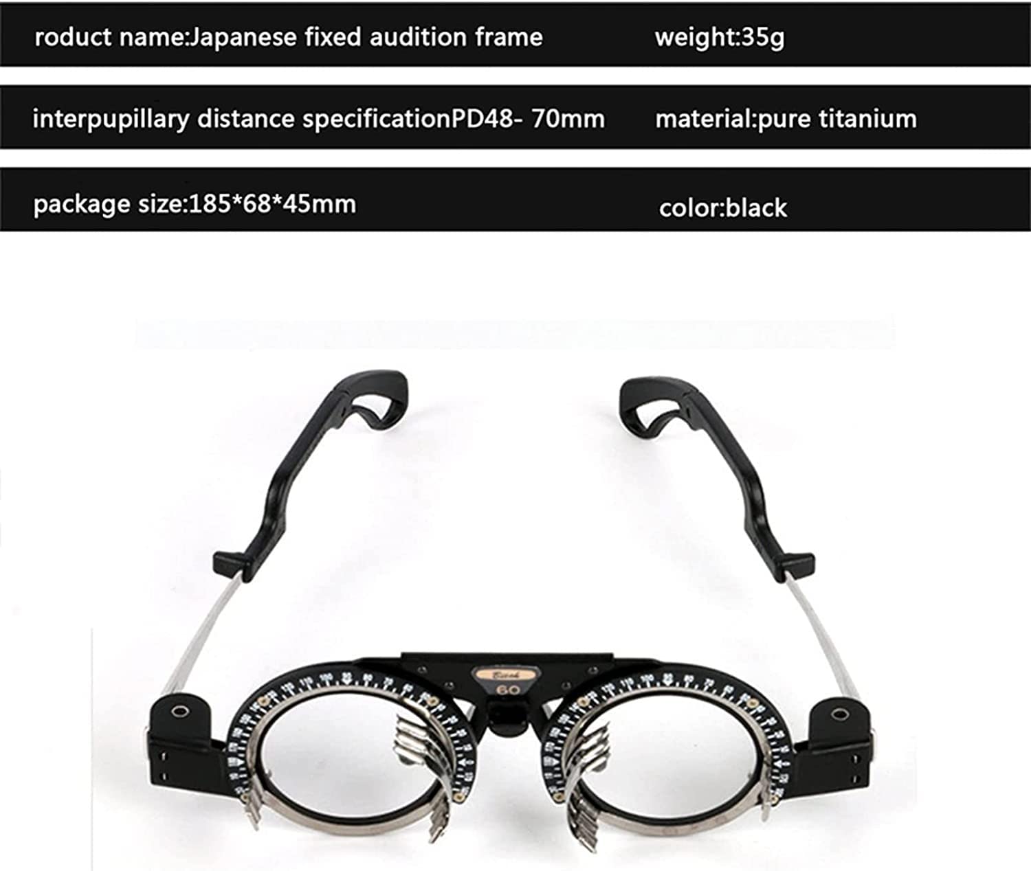 Adjustable Titanium Optometry Trial Frame with Astigmatism Axis & PD 48-70mm - Professional Eye Exam Lens Testing Frame for Opticians - Perfect for Vision Testing, Eye Exams & Optometry Practices