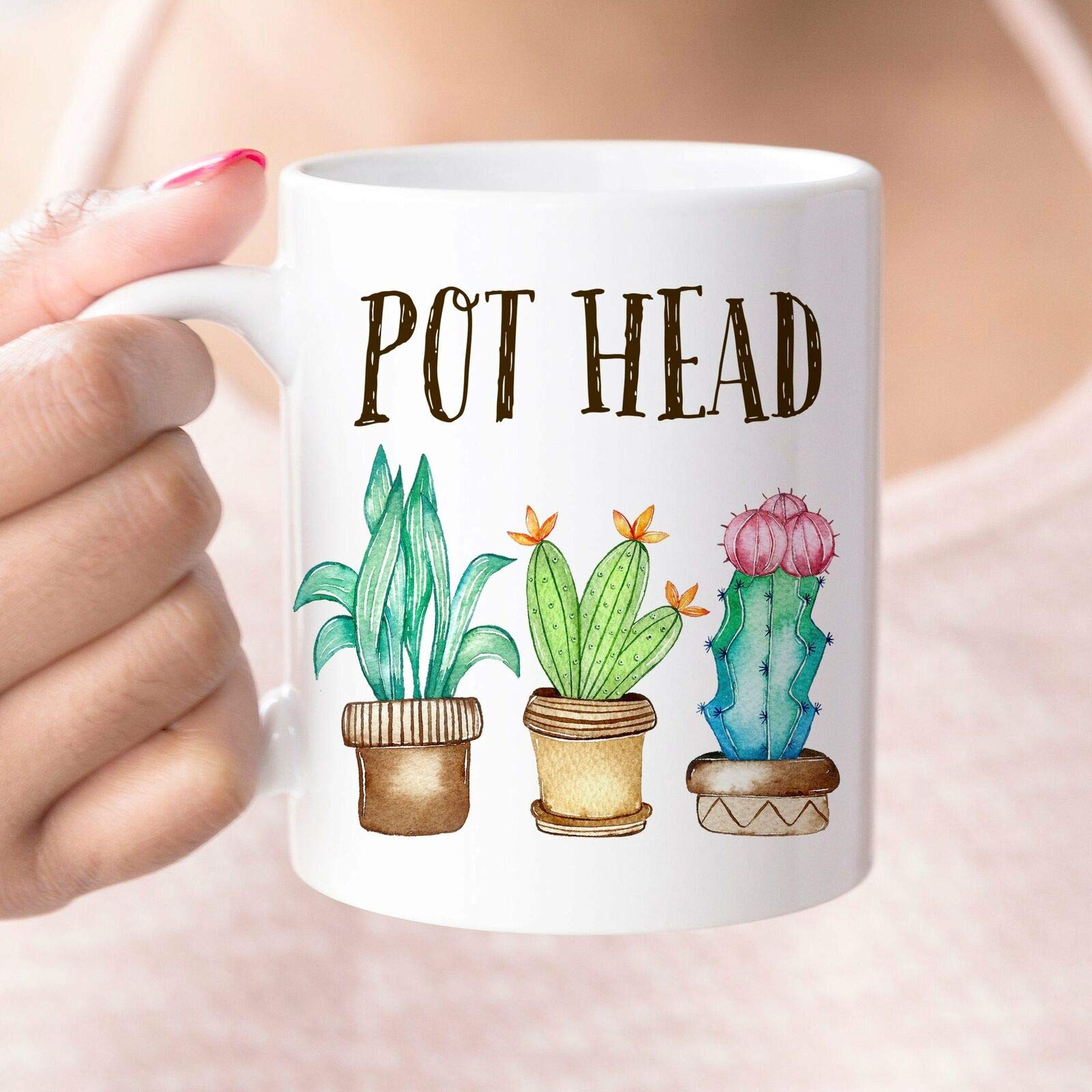 Funny Plant Pot Head Ceramic Mug - 11oz Microwave & Dishwasher Safe Coffee Tea Cup for Office, Home Decor & Gift Giving