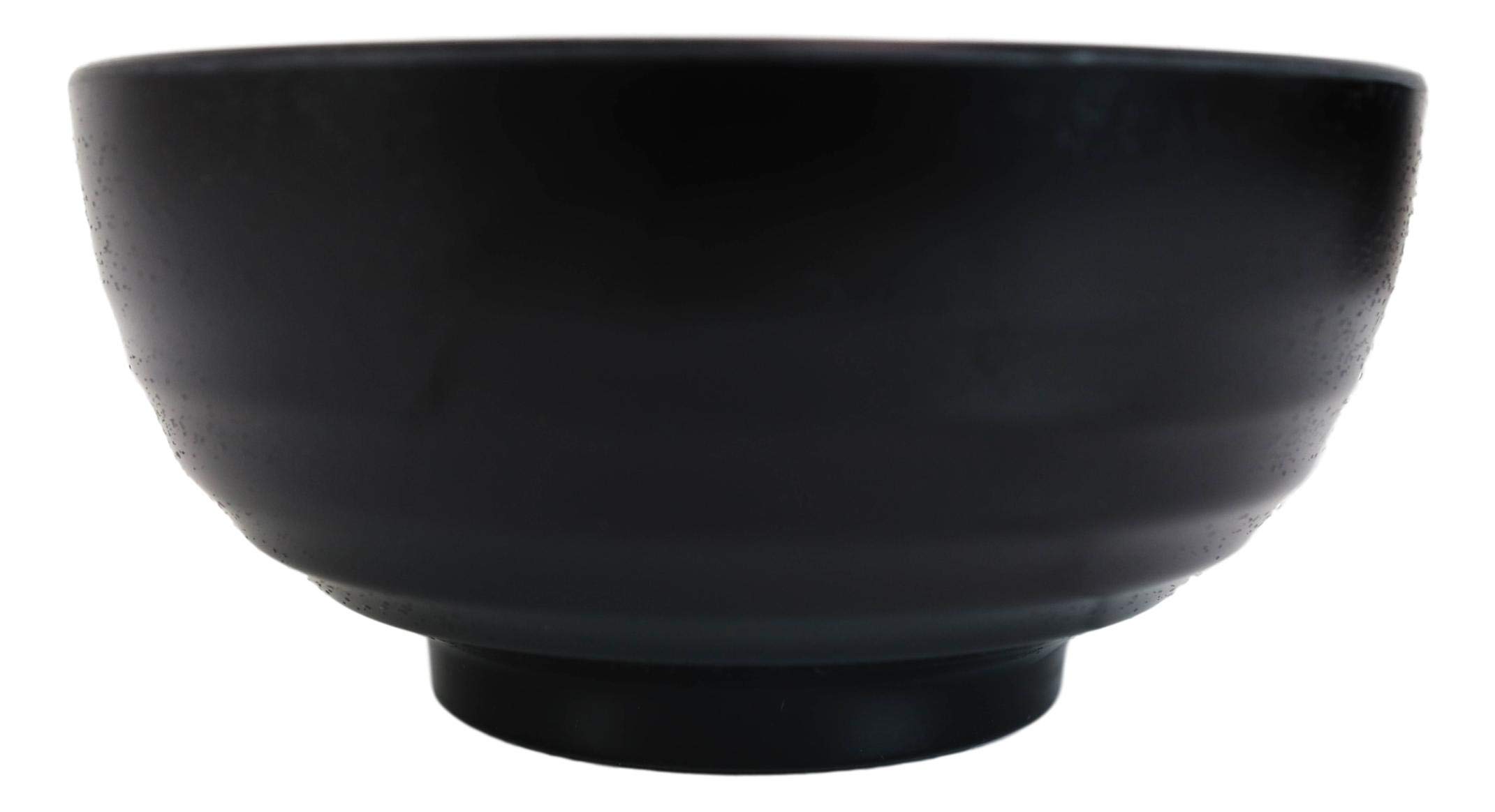 Ebros Matte Black Melamine Bowls - 6 Pack for Asian Cuisine & Dining