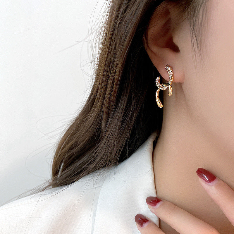 Duo Tone Gold Bar Stud Earrings for Women - 14K Gold Plated Minimalist Dangle Earrings | D5688 | Perfect for Everyday Wear, Office & Special Occasions