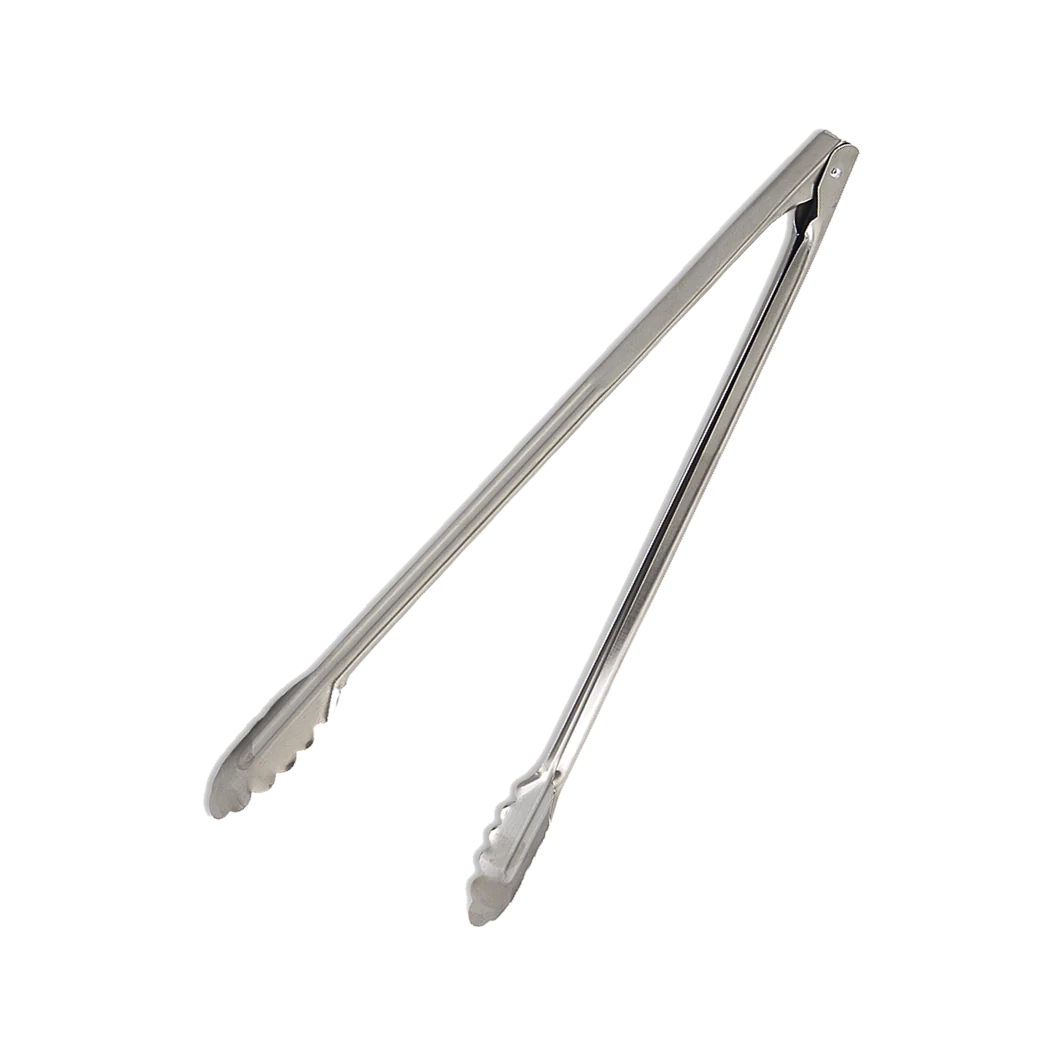 Browne 12-Inch Stainless Steel Utility Tongs - Heavy Duty Kitchen Tongs for Grilling, BBQ, Cooking, and Serving - Perfect for Restaurants, Catering, and Home Use