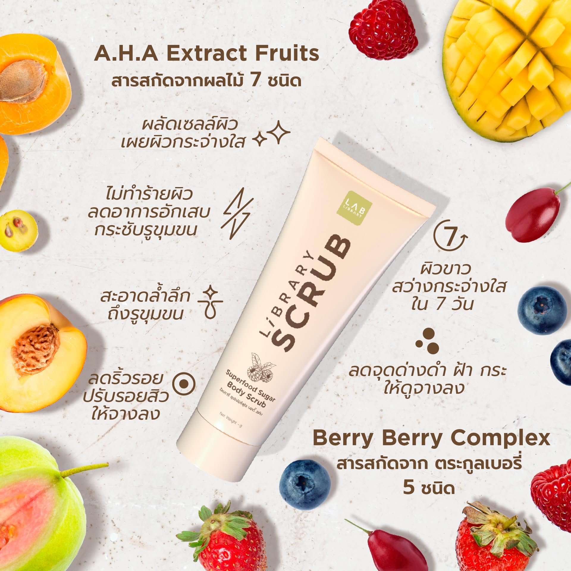 KongnapatxLablibrary Exfoliating Walnut Body Wash & Superfruit Sugar Scrub Set - Deep Cleansing for Smooth Skin | Perfect for Dry Skin & Spa Day Self Care