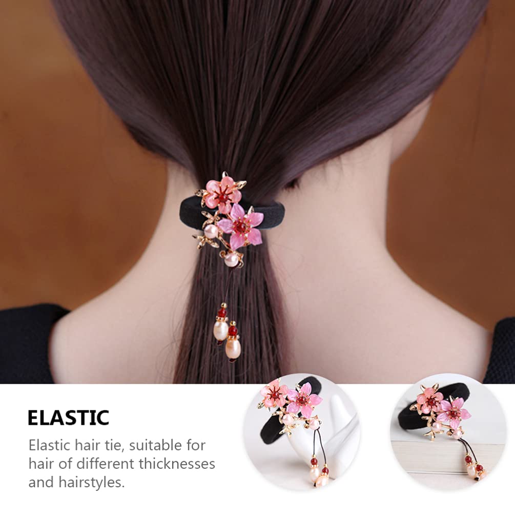 Vintage Flower Hair Bands for Women - Elastic Ponytail Holders for Daily & Party Use