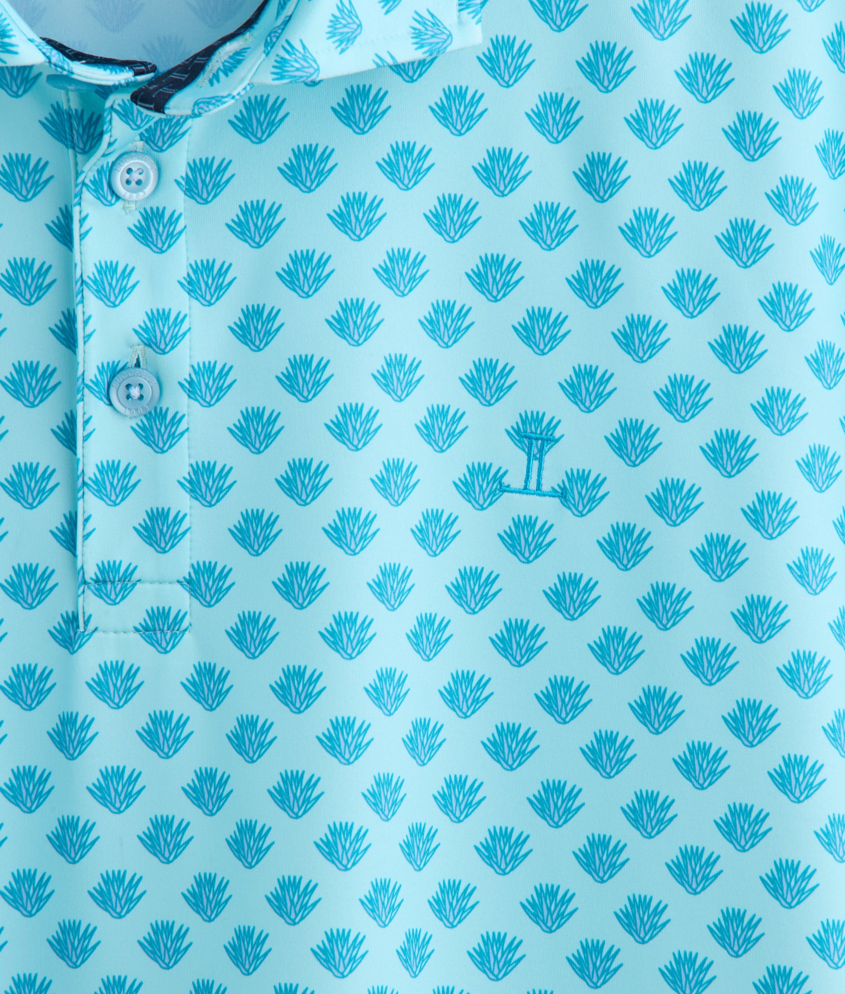 Lucchese Men's Golf Polo Shirt - Blue Cactus Print, Moisture-Wicking Performance Fabric for Comfort on the Golf Course & Casual Wear