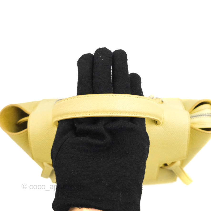Celine Micro Belt Bag in Yellow Grained Calfskin with Silver Hardware - Perfect for Everyday Use, Work & Special Occasions