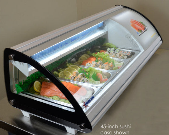Nella 69 Refrigerated Sushi Display Case with Curved Glass - Perfect for Restaurants, Grocery Stores & Sushi Bars