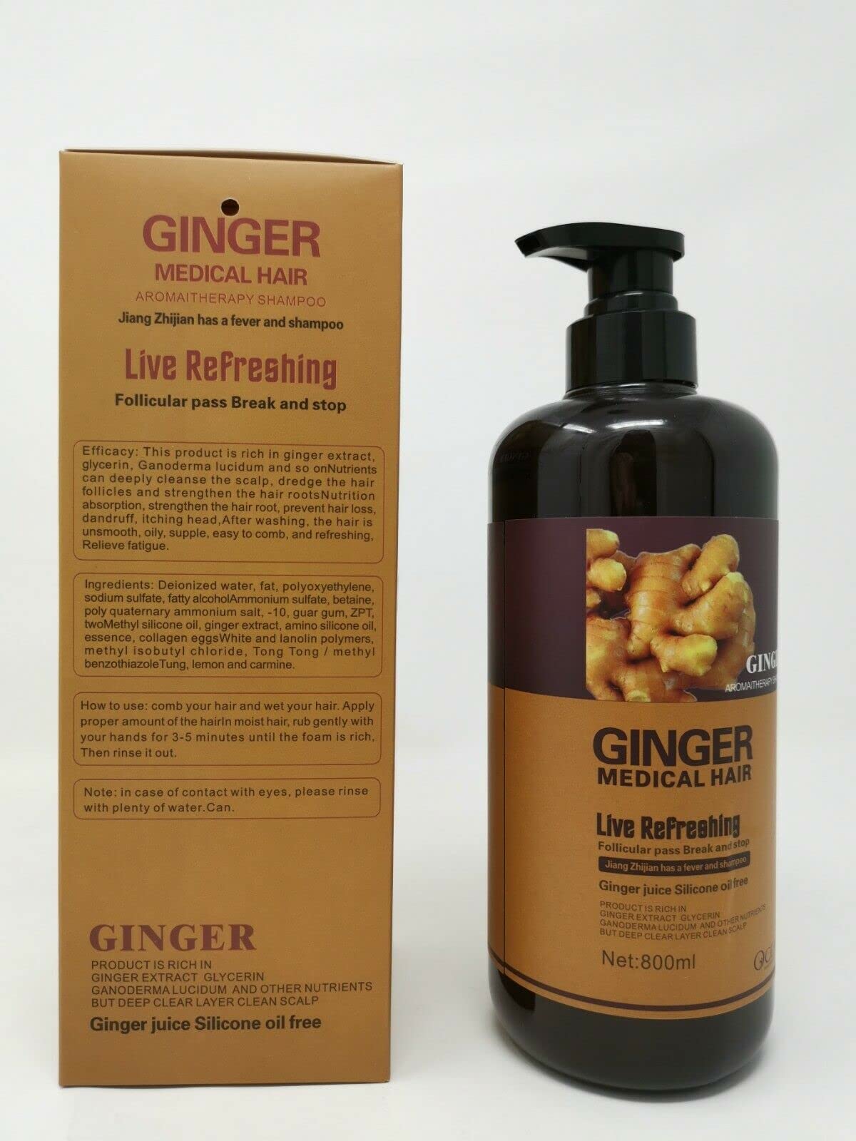 GINGER Medical Shampoo & Conditioner Set for Hair Growth - 2.2lb (27 fl oz) - Sulfate-Free Treatment for Thinning Hair & Scalp Care - Perfect for Daily Use at Home or Salon