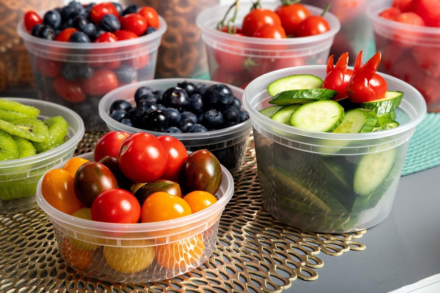 24-Pack 16oz Clear BPA-Free Plastic Food Storage Containers with Lids | Microwave, Freezer & Dishwasher Safe | Leakproof Stackable Meal Prep Containers for Deli, Leftovers & Party Food Storage