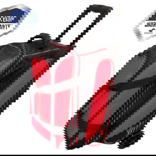 Premium Ebonite Transport 2 Ball Roller Bowling Bag - Red | Durable & Lightweight Bowling Ball Carrier with Wheels | Perfect for League Play, Tournaments & Practice Sessions