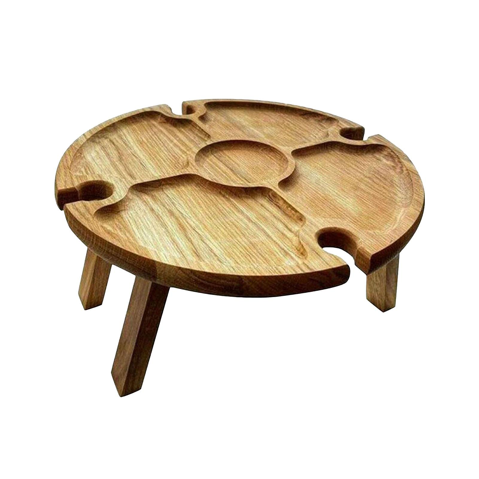 Sazemood Portable Folding Picnic Table - Compact Wooden Wine Table Rack for Outdoor Camping, Beach Parties & Backyard BBQs