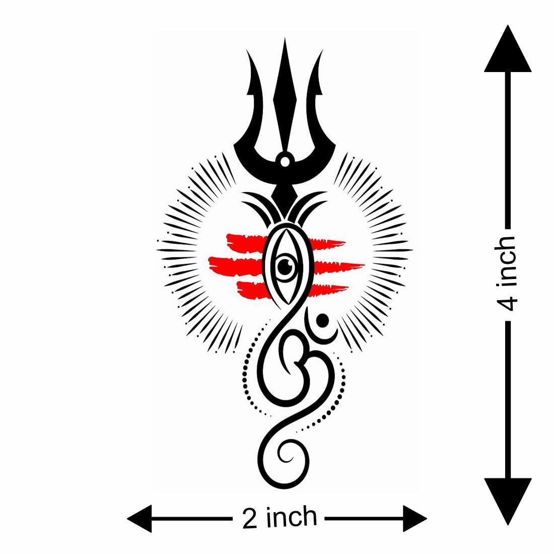 Om With Trishul Temporary Eye Tattoo Stickers - Waterproof & Long Lasting for Men & Women - Perfect for Festivals, Yoga, Spiritual Events & Costume Parties
