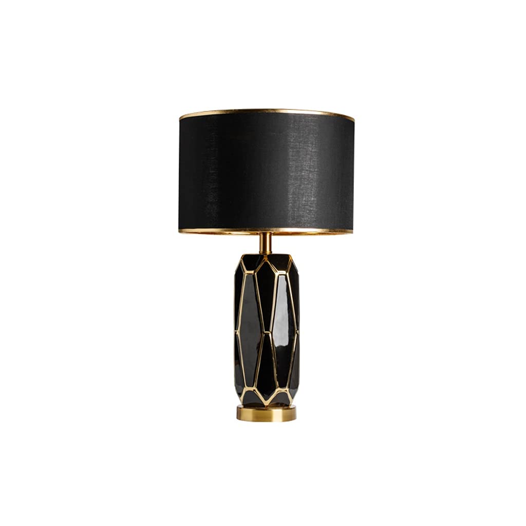 Modern Ceramic Table Lamp - Eye Protection Bedside Lamp for Bedroom, Office, Living Room & Study | Decorative Small Lamp for Coffee Shop & Home Decor (Black) - Perfect for Reading, Working & Relaxing
