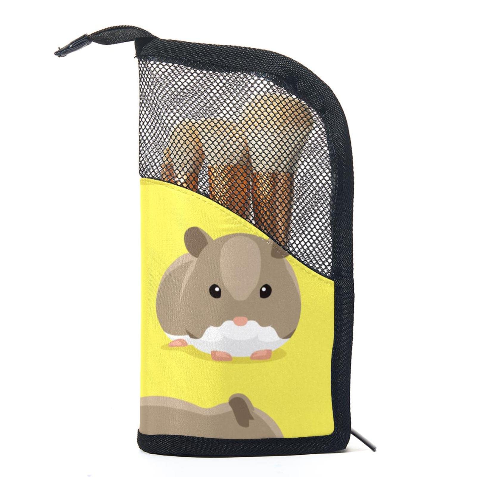 Portable Makeup Brush Organizer Bag with 12 Slots - Cute Hamster & Cartoon Animals Design - Travel Cosmetic Brush Holder Case for Makeup Artists & Beauty Lovers - Perfect for Home, Travel & Professional Use