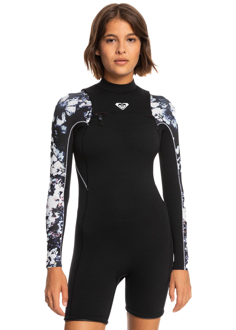 Roxy Women's 2.5mm Elite XT ST Printed Long Sleeve Chest Zip Spring Wetsuit - Perfect for Surfing, Diving & Water Sports