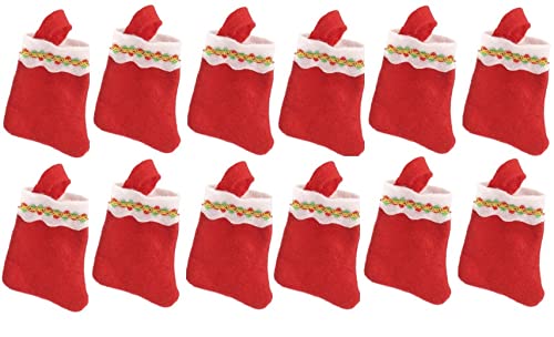 36 Pack Small Red Felt Christmas Stockings (5 Inch) - Bulk Holiday Decorations for Gift Cards, Candy, Business Cards | Perfect for Office Parties, Tree Decor & Festive Home Decorating