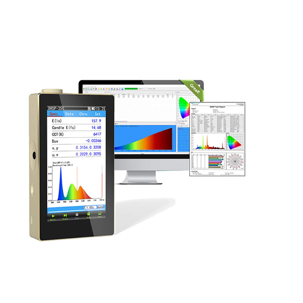 OHSP350 Handheld Spectrometer - Portable LED Light Tester with Software for Accurate Color Measurement | Perfect for Lighting Design, Film Production & Quality Control