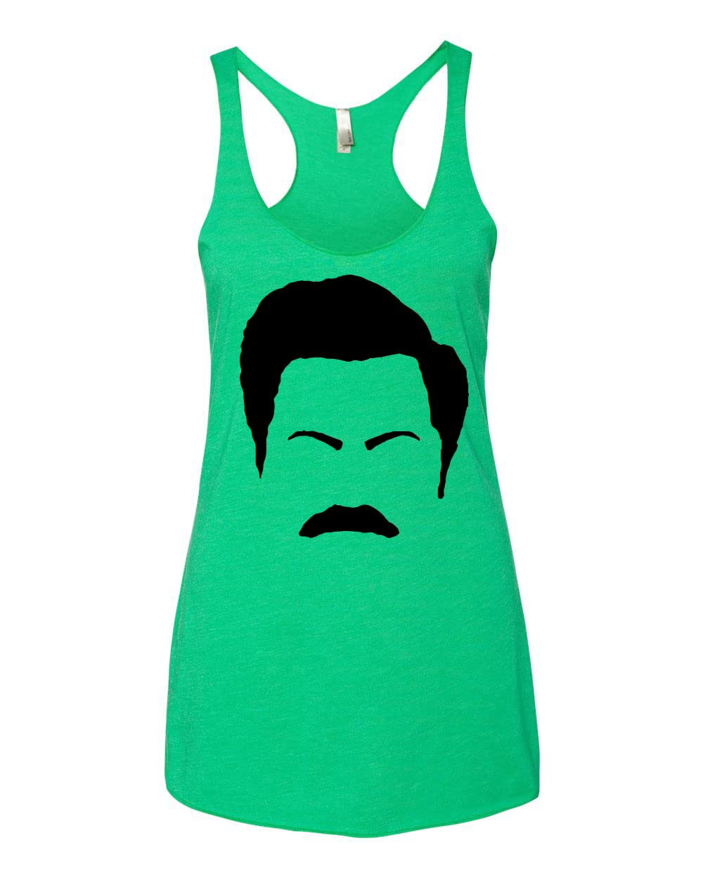 Ron Swanson Mustache Silhouette Tri-Blend Racerback Tank Top - Parks and Recreation Pop Culture T-Shirt for Men & Women - Perfect for Gym, Casual Wear and TV Show Fans