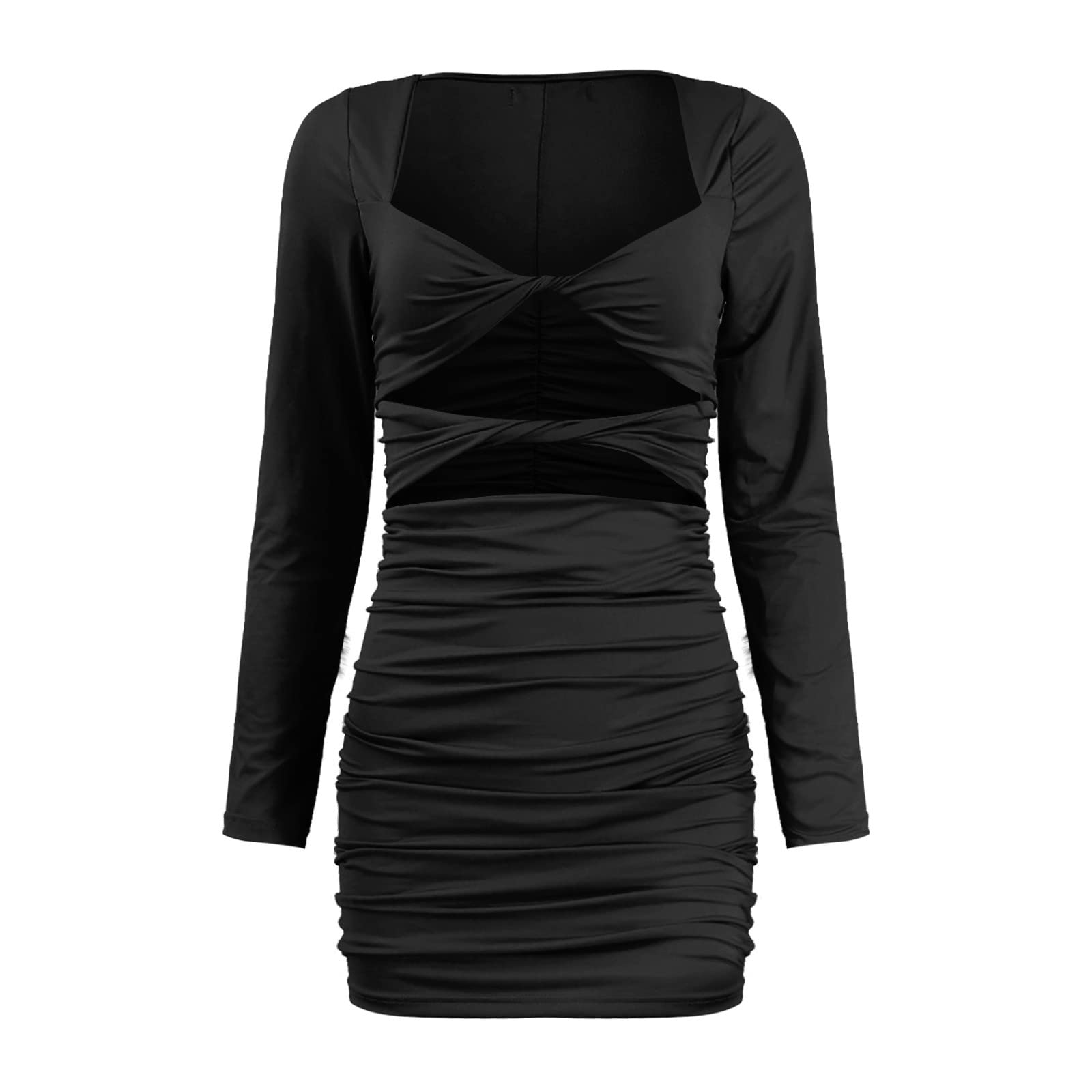 Sexy Black & Silver Mini Cocktail Dress for Women - High-Low Hem, Bodycon Fit, Perfect for Night Out, Party & Date Night