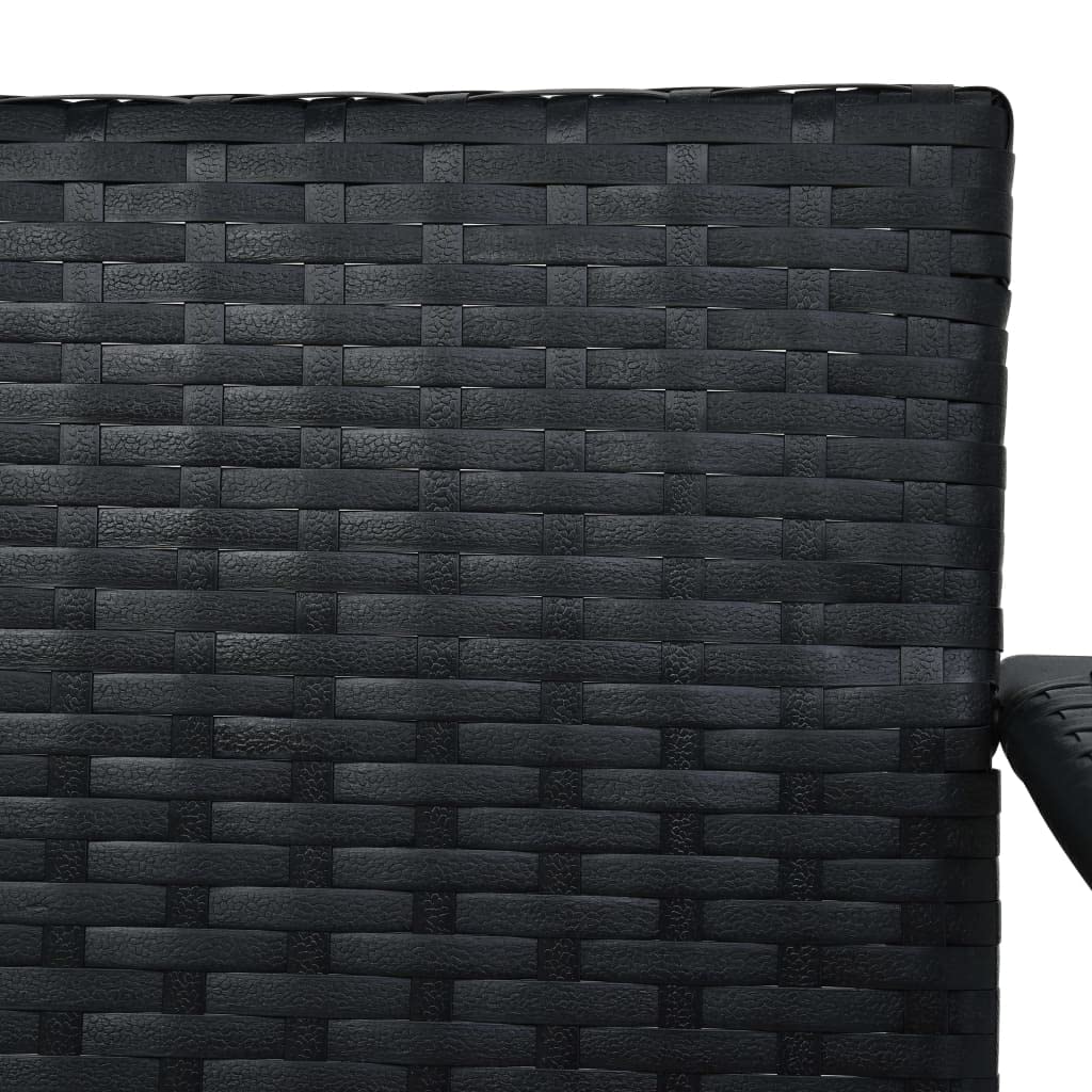 vidaXL Patio Swing Chair with Adjustable Canopy & Cushion - Outdoor Hanging Daybed Bench in Black Poly Rattan - Perfect for Balcony, Garden, Porch & Backyard Relaxation
