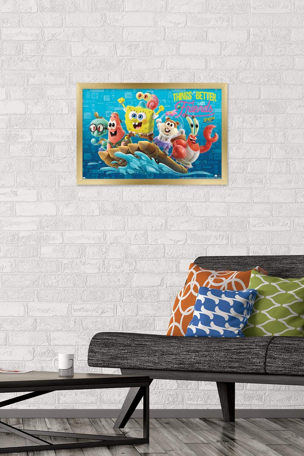 Trends International The SpongeBob Movie: Sponge On The Run - Premium Gold Framed Wall Poster 14.725